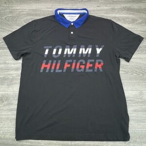 Vintage Tommy Hilfiger Polo Shirt Mens XXL Polo Nautical Loud Y2K American Flag